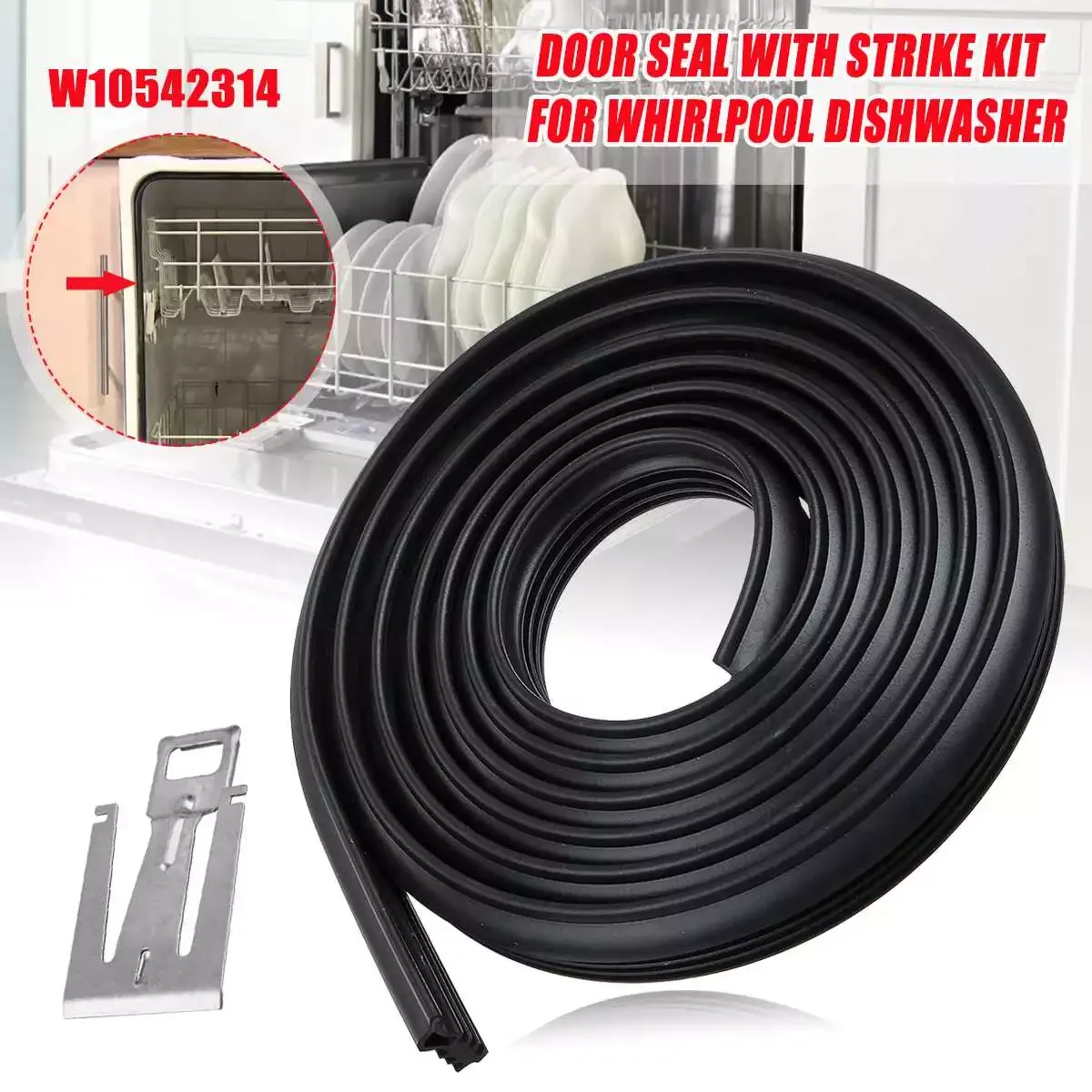 

83inch Dishwasher Door Sealing Rubber With Gasket Kit W10542314 For Whirlpool Dishwasher PS5136129 AP5650274