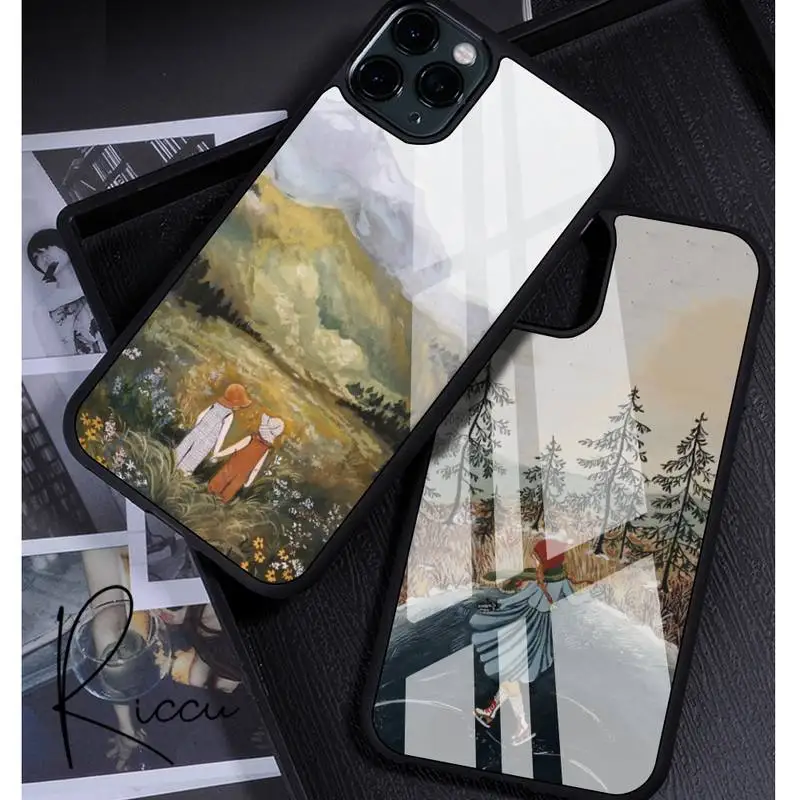 

Cartoon Scenery Girl Phone Case Rubber for iphone 11 12 13 Pro Max XS 8 7 6 6S Plus X 5S SE 2020 XR iphone 13 Pro phone covers