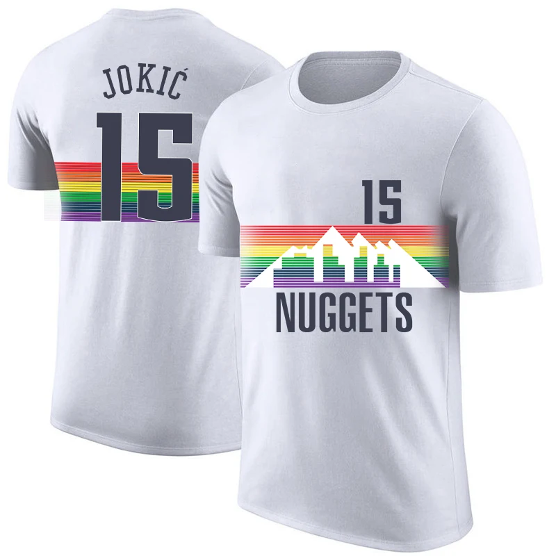 

Новинка 2023, сезон, мужские американские баскетбольные майки, одежда Nikola Jokic #15, баскетбольные штаны Денвера, европейские размеры, футболки 4563