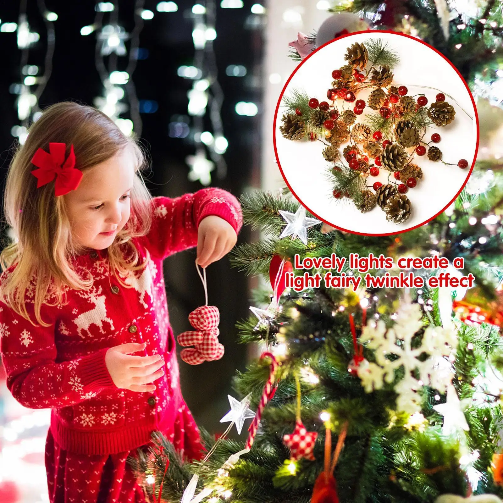 

Led String Lights Christmas Pinecone Red Berries Garland Lamp For Xmas Party Bedroom Tree Table Decor Home Decoration