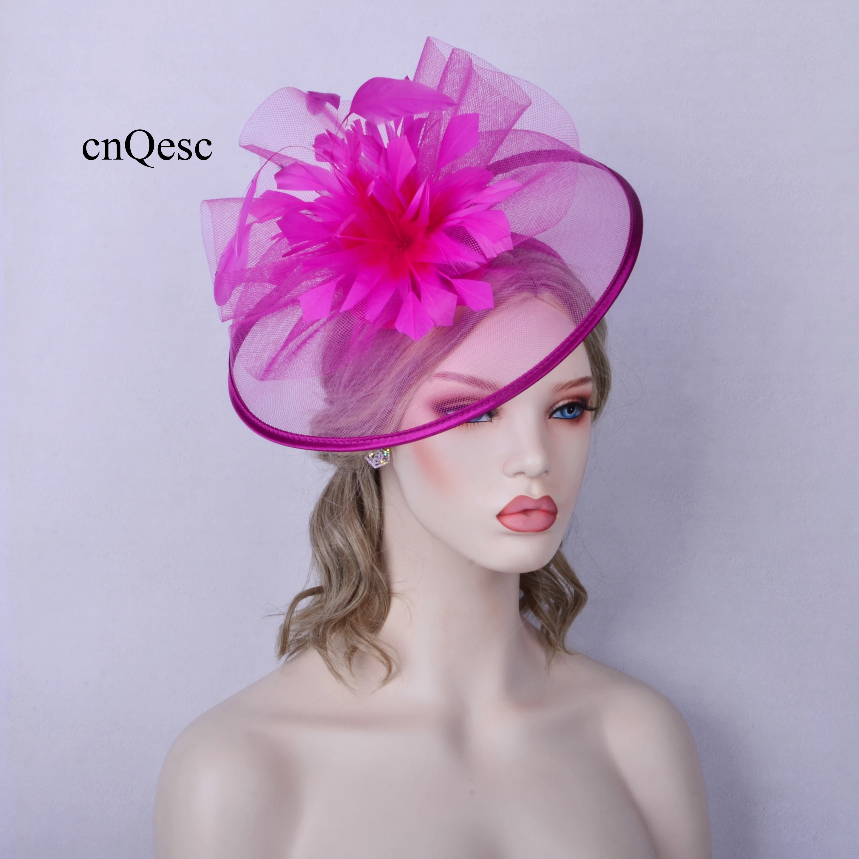 Оптовая продажа свадебная шапка sinamay base с цветами из перьев для Кубка Мельбурна