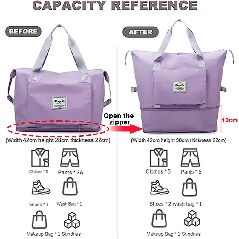 Large Capacity Folding Travel Bags Waterproof Luggage Tote Handbag Travel Duffle Bag Gym Yoga Storage Shoulder Bag For Women Men