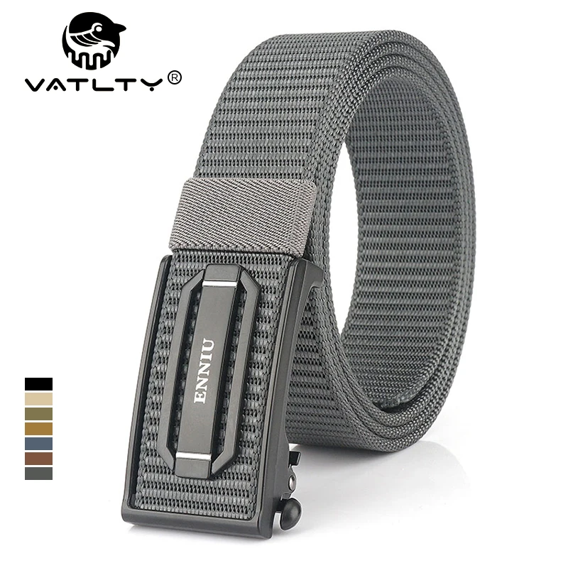 VATLTY 3.4cm Men's Casual Belt Anti-rust Metal Buckle Military Tactical Belt 1200D Thick Nylon Working Thin Belt Waistband Male
