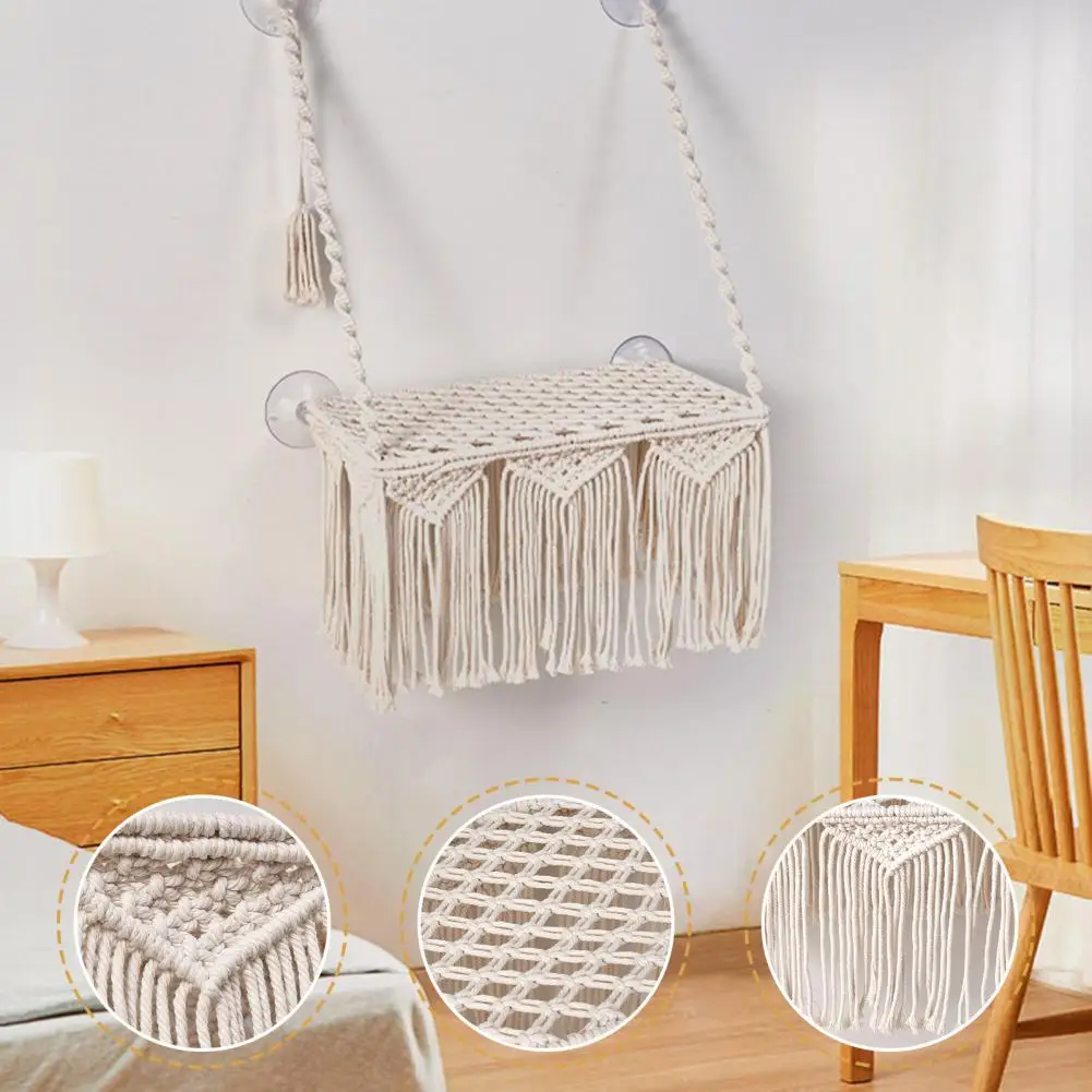 

Hanging Cat Perch Bohemian Cat Hammocks Comfortable Stable Window Seats with Strong Load Bearing Suction for Lazing for Windows