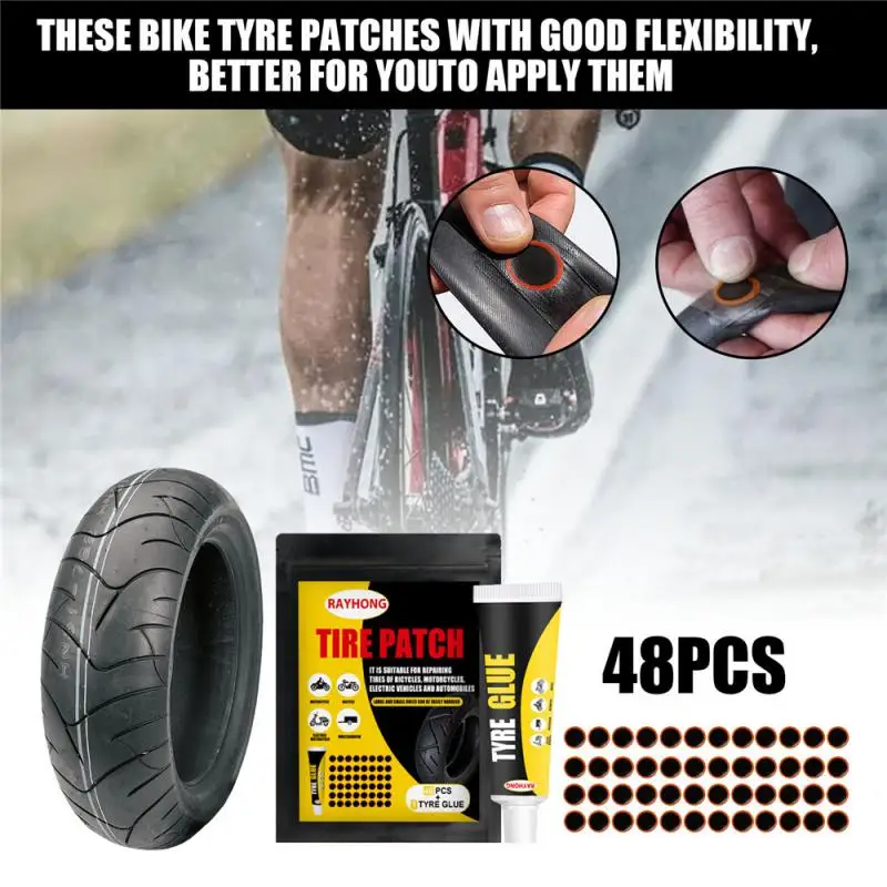 

Bike Tire Patch Glue Kits Inner Tube Repair Patch Tools For Road Mountain MTB Bike Electric Bicycle Motorcycle Tire Repair Tool