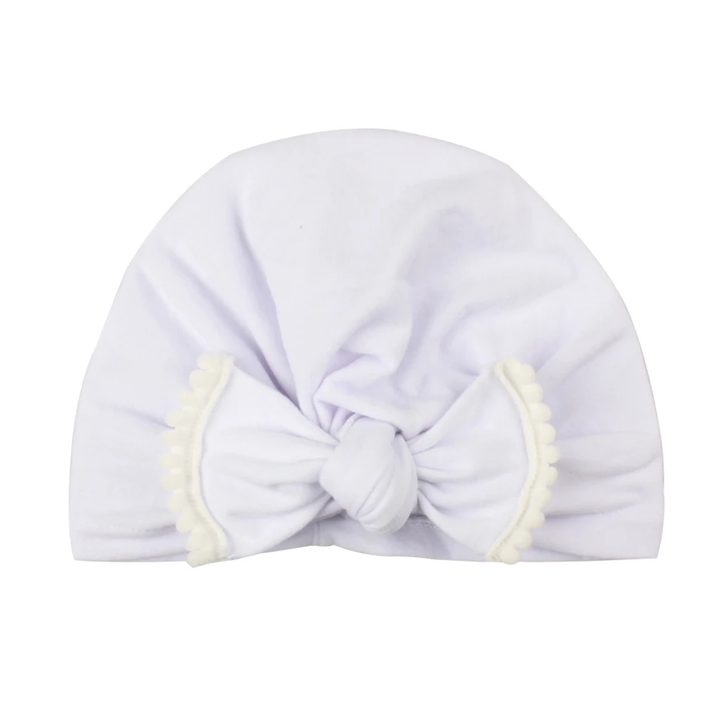 

Baby Children Big Bowknot Knitted Hats Winter Warm Cotton Hemming Cap Turban Head Wrap Beanie