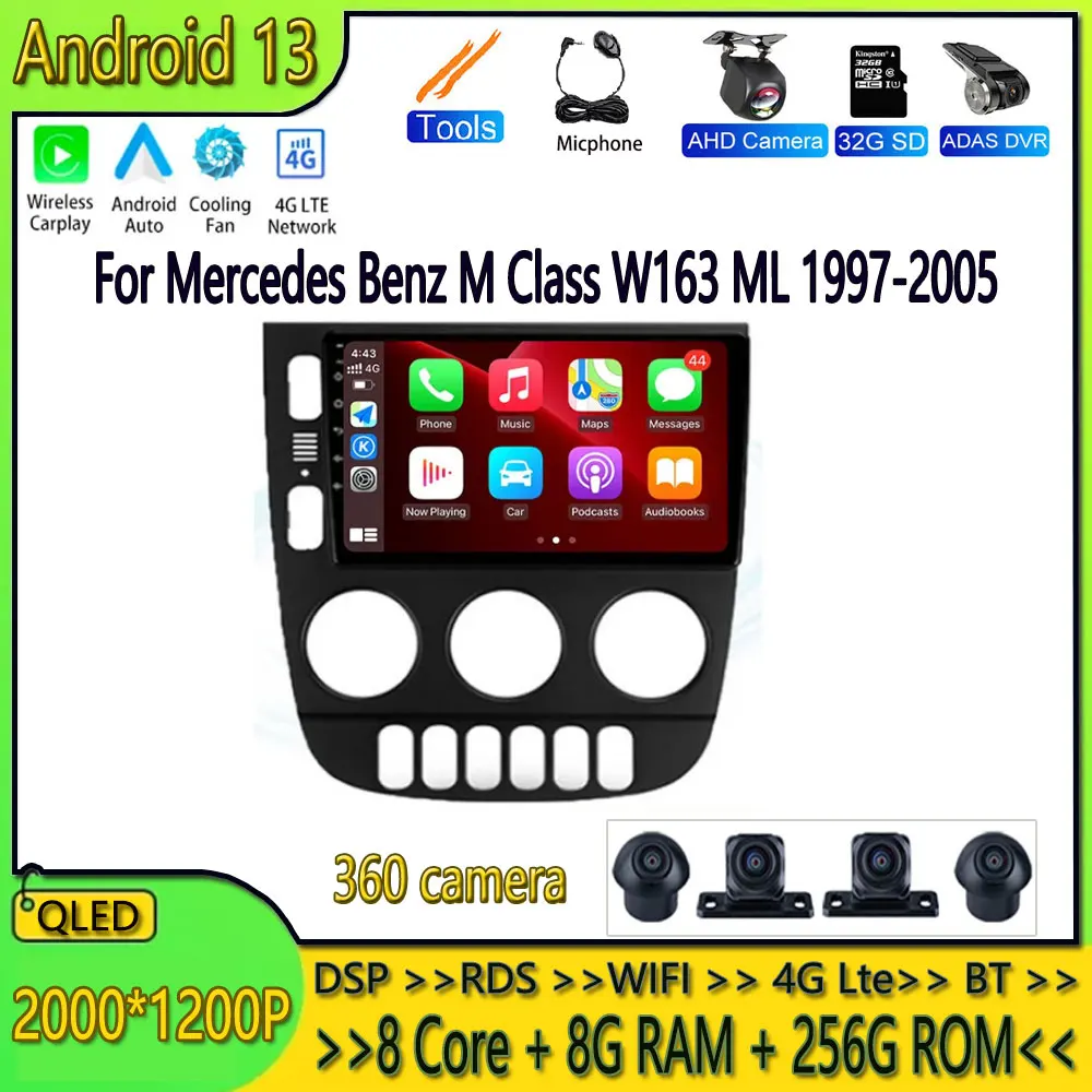 

DSP For Mercedes Benz M Class W163 ML 1997-2005 Android 13 4G Lte Car Auto Radio Multimedia Player WIFI Navigation GPS No 2 Din