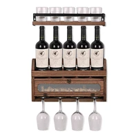 european style wood red wine bottle and cup holder frame goblet glass holder bar tools wine accessories