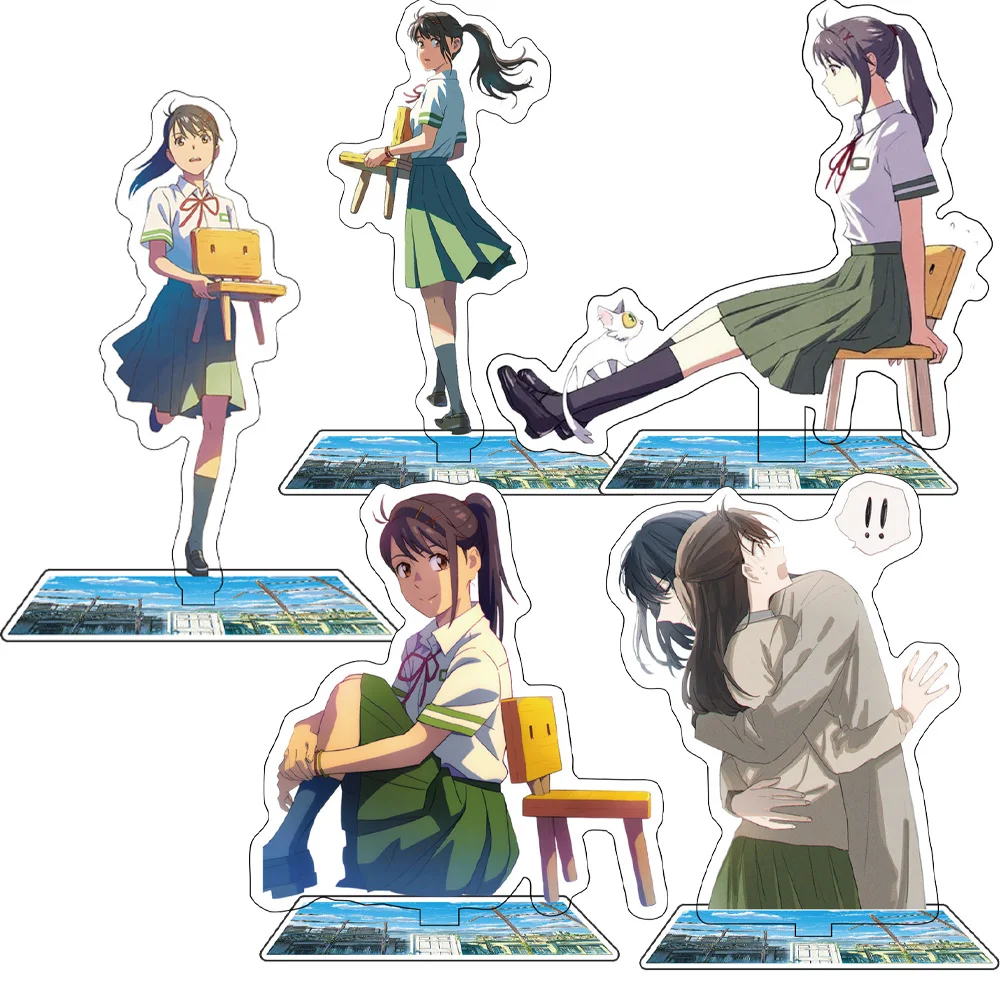 

Anime Suzume No Tojimari 15cm Acrylic Stand Model Plate Suzume Souta Daijin Cat Chair Figures Standee Movie Souvenir