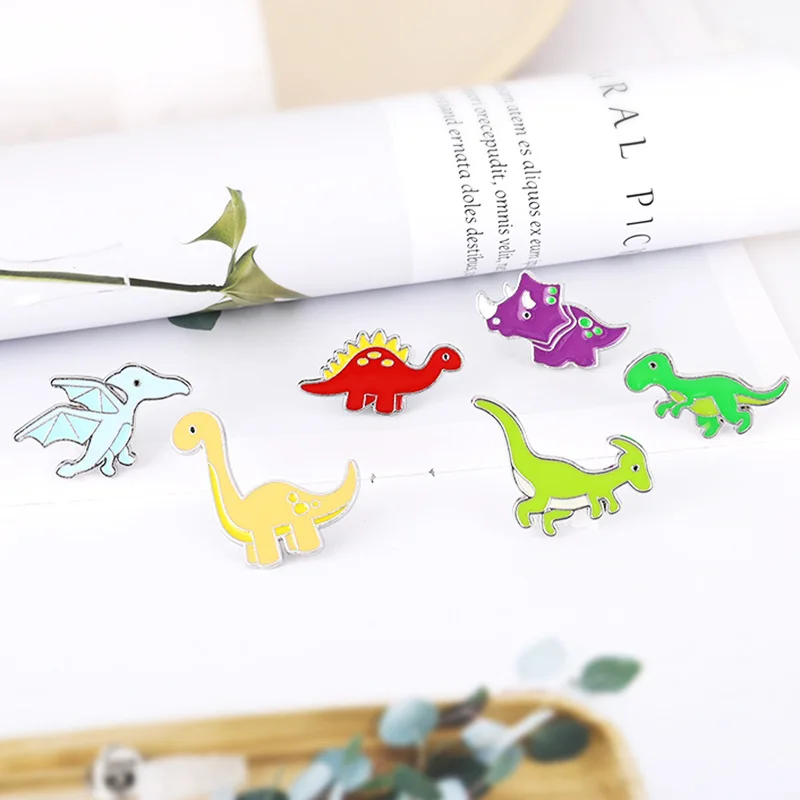 

New Cute Dinosaur Brooch Pin Accessories European and American New Cute Alloy Brooch Clothes Bag Decoration Gift for Best Friend