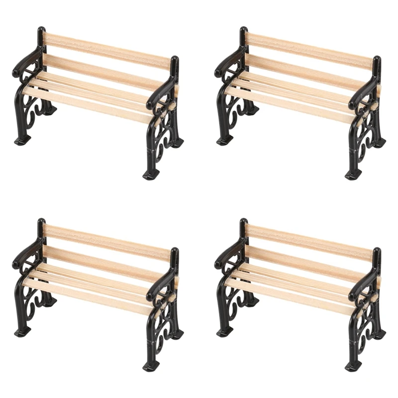 

Hot 4X 1/24 Dollhouse Miniature Garden Patio Furniture Park Bench