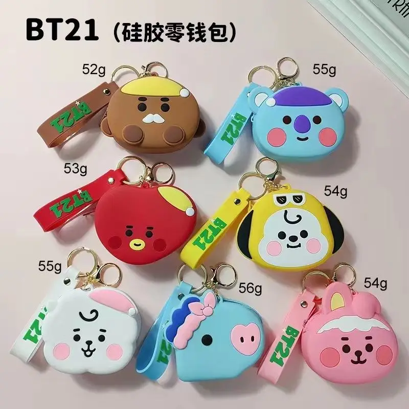 

Новый Кошелек для монет Bt21 Kawaii Tata Chimmy Cooky Koya мультяшный аниме силиконовый кошелек для монет Чехол наушники сумки кошелек для ключей детские ...