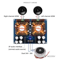 xh m254 digital power amplifier board tda8954th 420wx2 high power two channel audio power amplifier board with fan