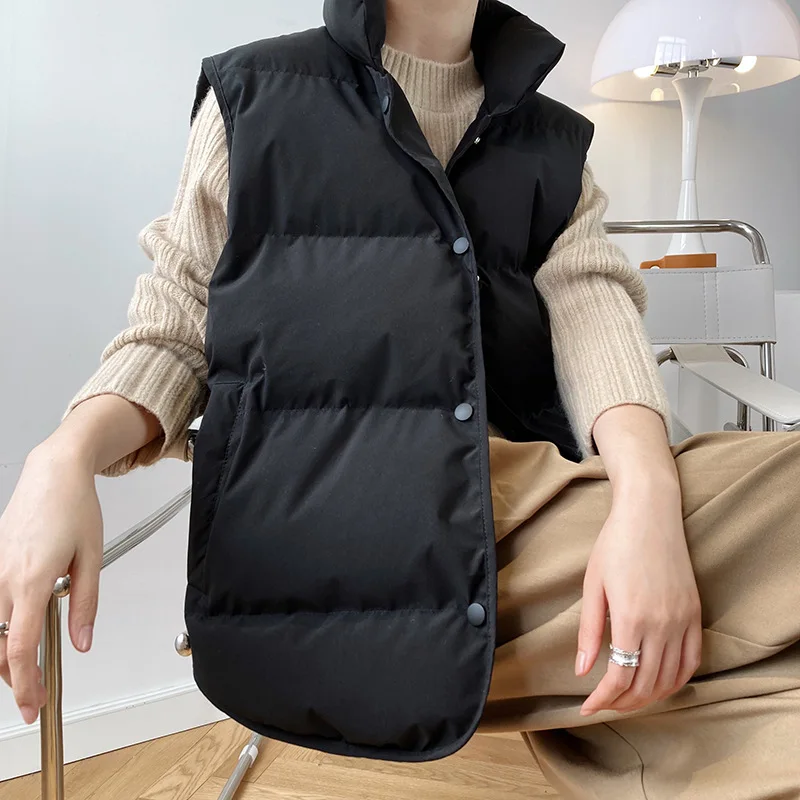 

Women Vest Coat Stand Collar Winter Fleece Warm Coat Waistcoat Tops Solid Vest Chaleco Mujer Gilet Casaco Feminino