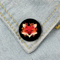 fox of leaves pattern printed pin custom funny brooches shirt lapel bag cute badge cartoon enamel pins for lover girl friends