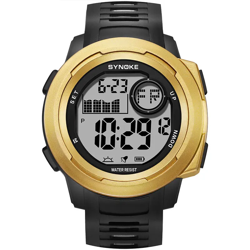 

Fashion Men Outdoor Sports Watch SYNOKE Waterproof Big Dail Watches Led Stopwatch Electronic Wristwatch Men's Clock Reloj Hombre