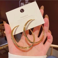 2022 fashion 1 pair large hoop earrings stainless steel circle round huggie hoop earrings for women men ear ring ear bone buckle