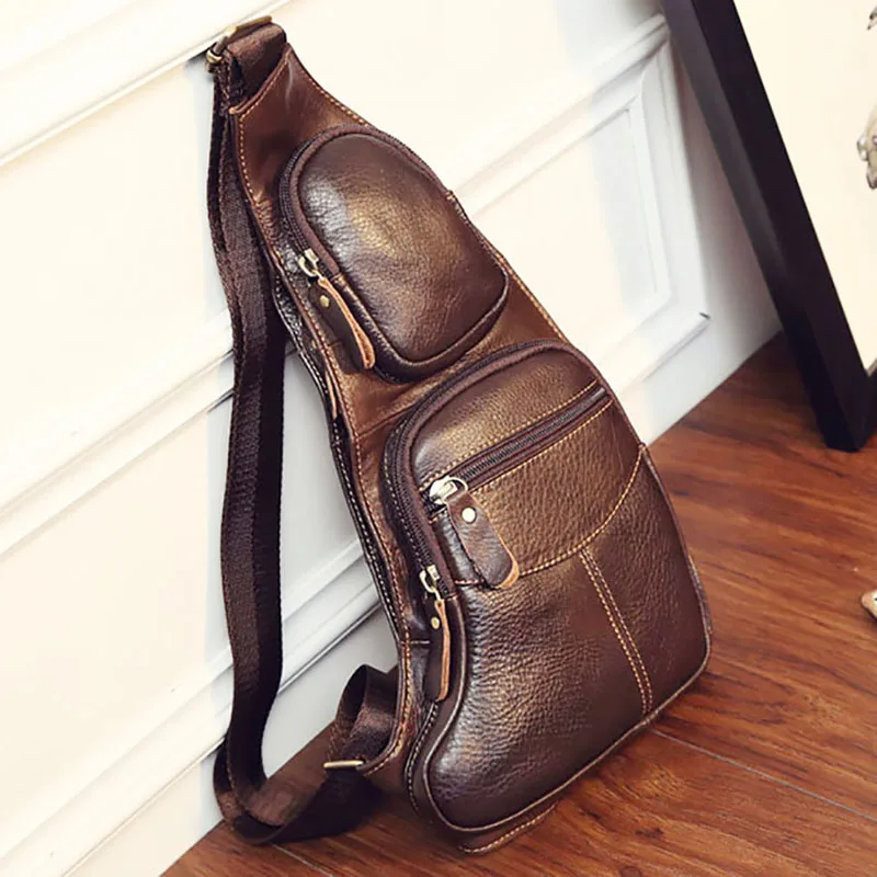

Повседневная дорожная кожаная сумка-мессенджер через плечо, качественный портфель на ремне с полумесяцем для мужчин, винтажный мессенджер из натуральной кожи для одного человека