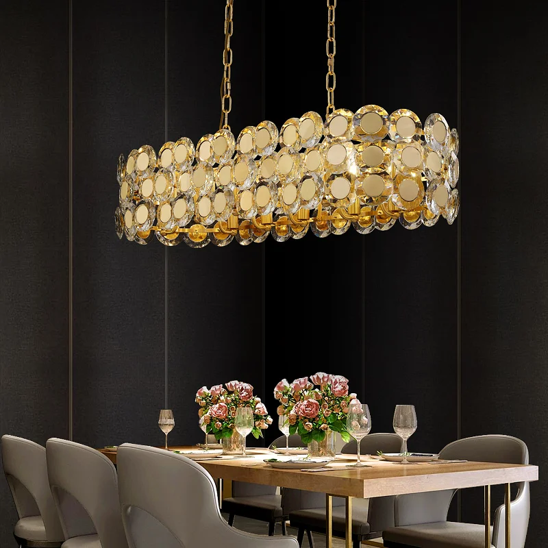 

Restaurant Chandelier Modern Luxury Nordic Designer Personality Creative Crystal Home Villa Gold Kitchen Island Decorative Lamps