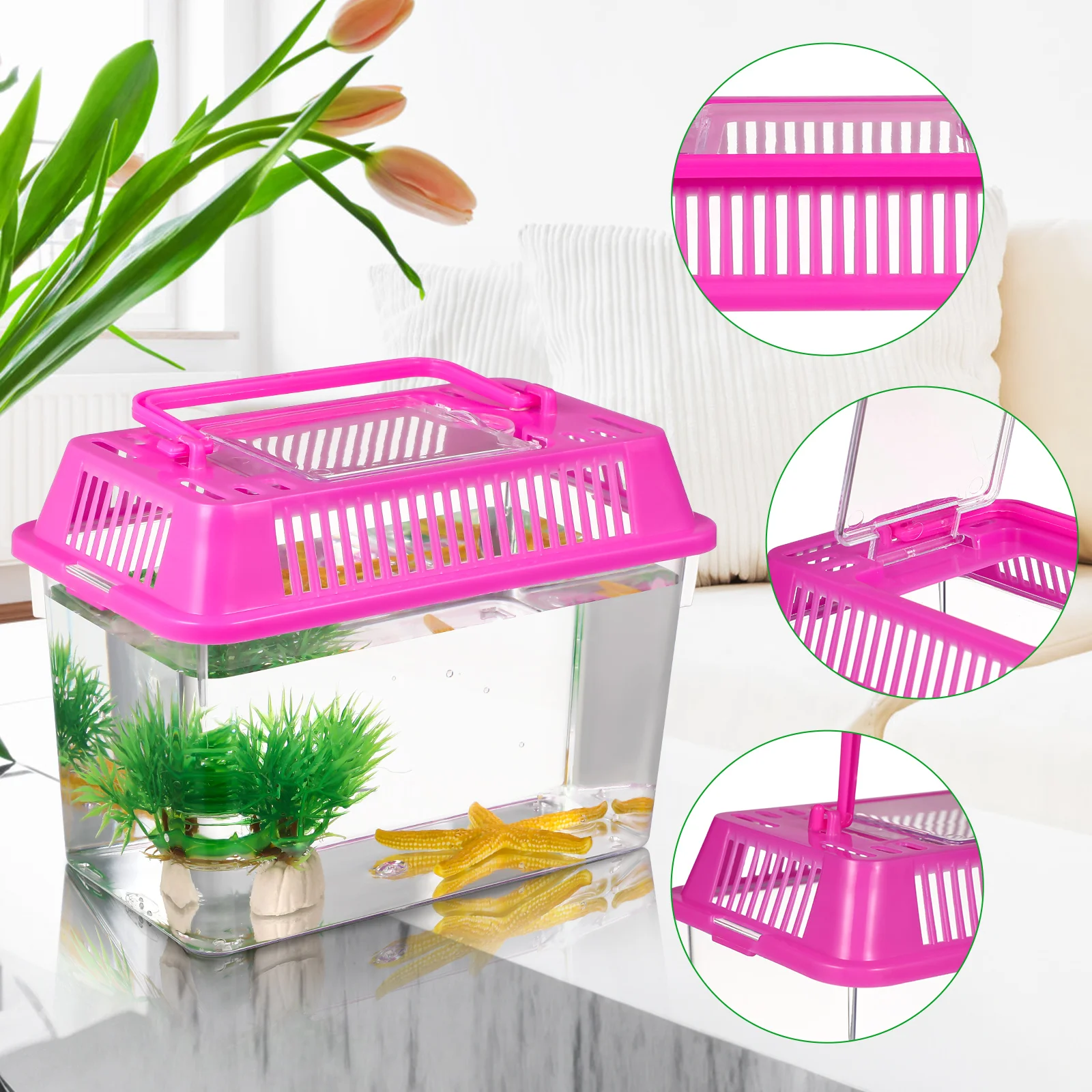 4 шт. мини портативный аквариум рептилия черепаха пластиковый краб прозрачная