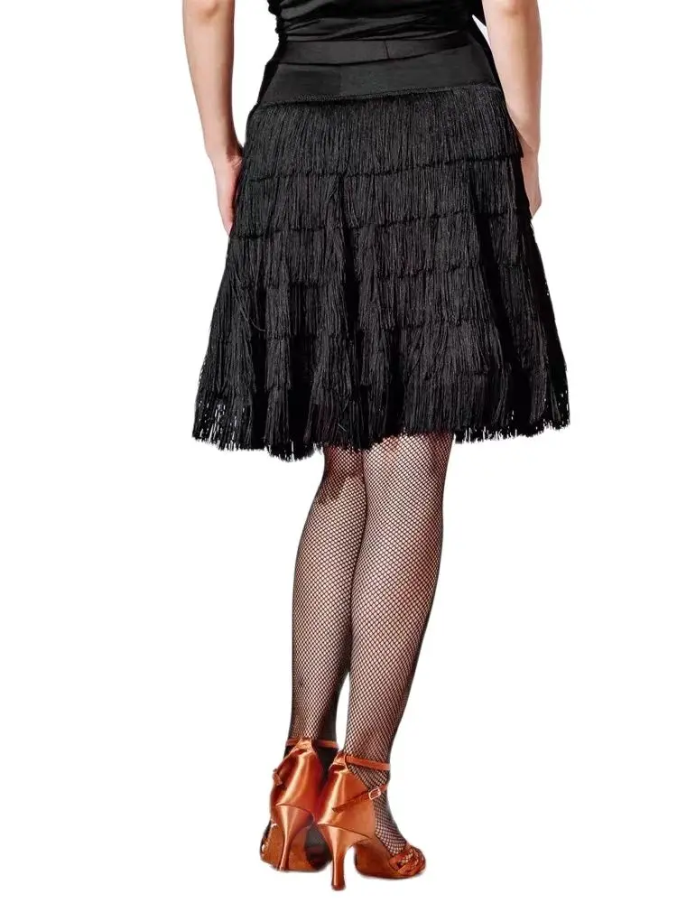 

Latin Dance Skirt Length Female Adult Dance Tassel Skirt Training Suit Large Fishtail Skirt Lower Performance Dress