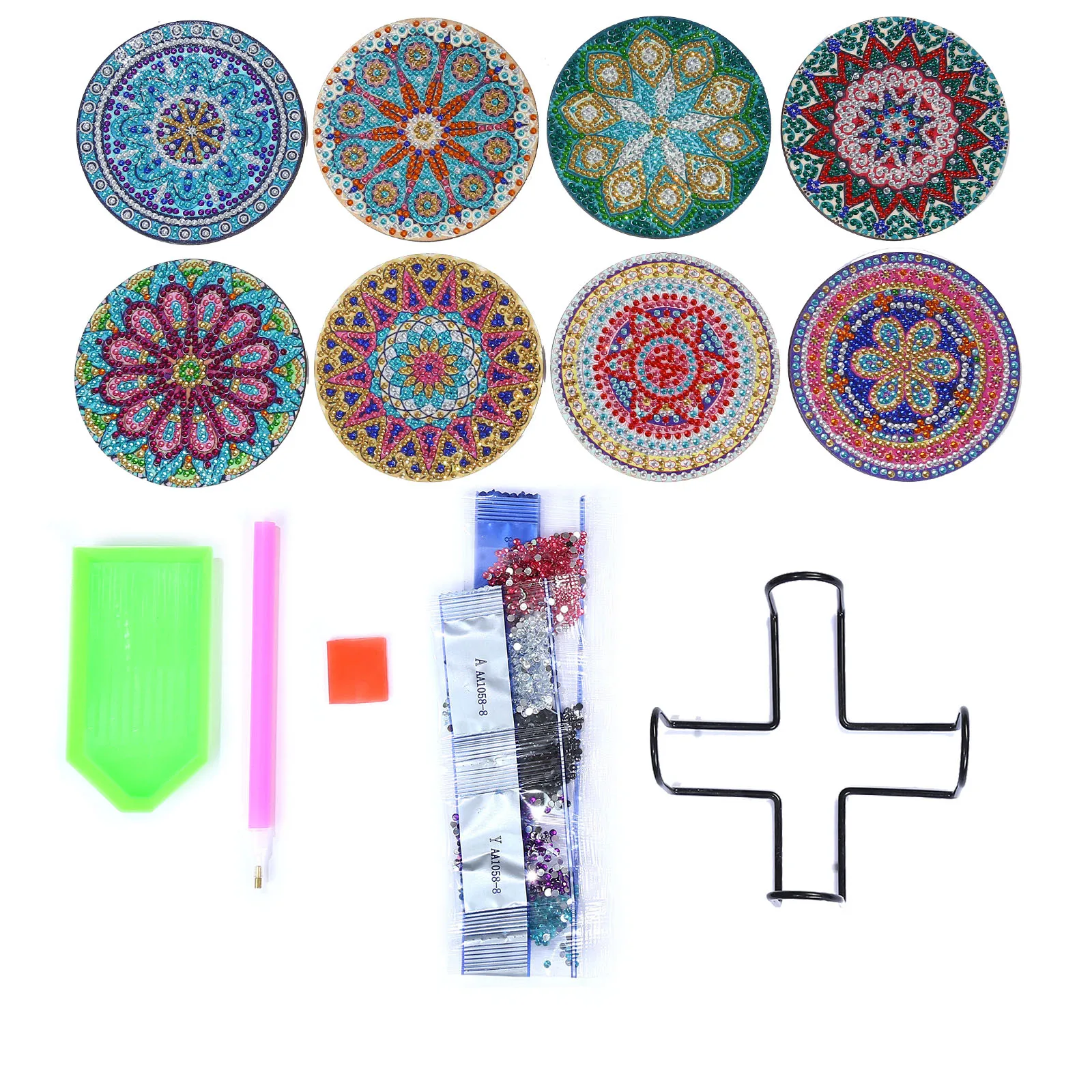 DIY Diamond Painting Coaster Cup Mat Pad Flower Mandala Diamond Embroidery Round Coasters Table Placemat Home Kitchen Decor |