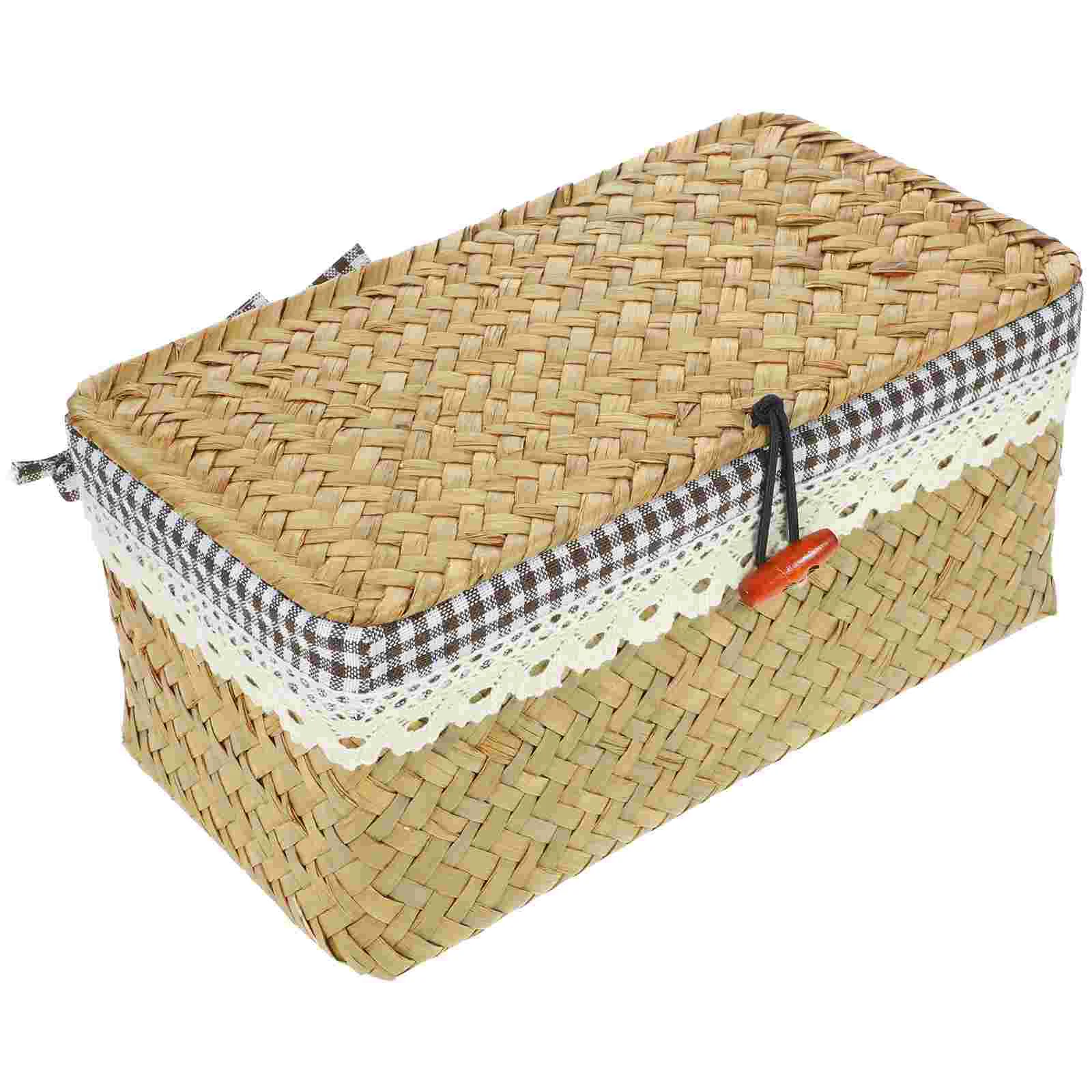 

Woven Sundries Basket Desktop Sundry Storage Box Cosmetic Snacks Organizer