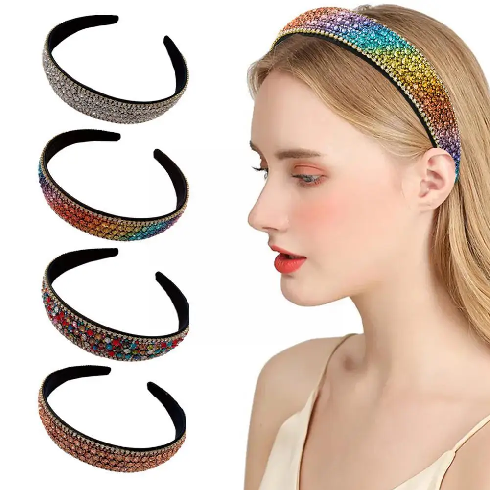 

1pcs Crystal Headbands Fashion Hair Hoop Bands Bezel Rhinestones Sponge Women Headdress Hair Accessories Luxurious Hairband J1X0