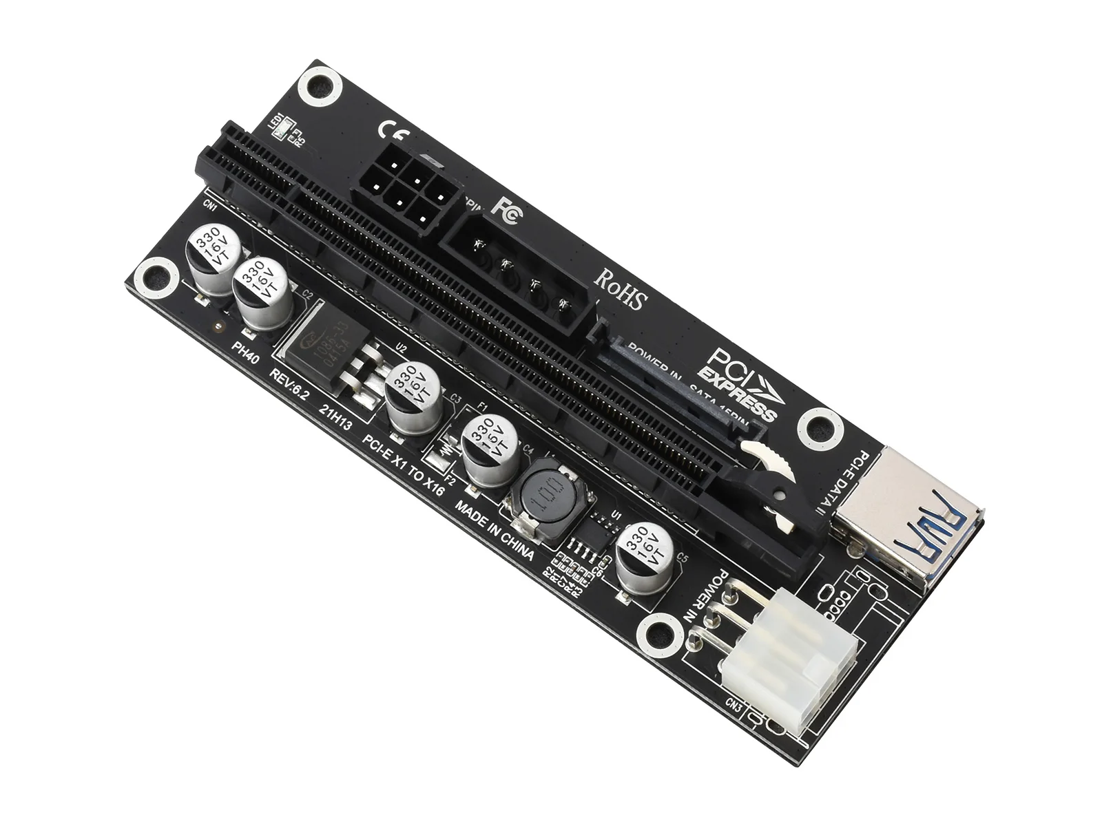 

PCIe X1 к PCIe X16 расширитель, используя M.2 к PCIe 4-Ch расширитель PCIe X16 порт, 6-контактный разъем