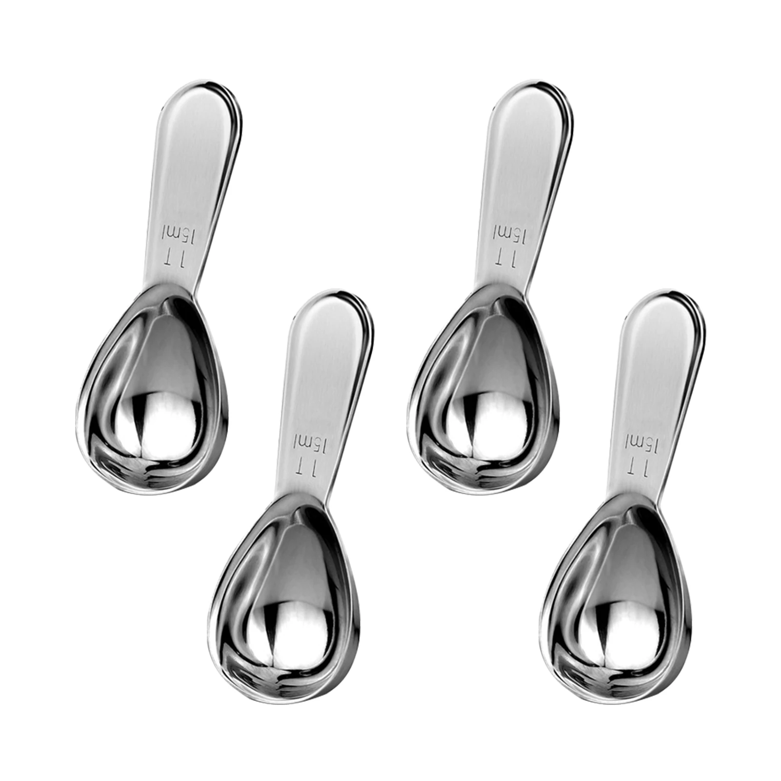 

4pcs Easy Clean Sugar Measuring Spoon For Coffee Short Handle Cafe Ergonomic Tea Milk Powder Restaurant Stainless Steel Home