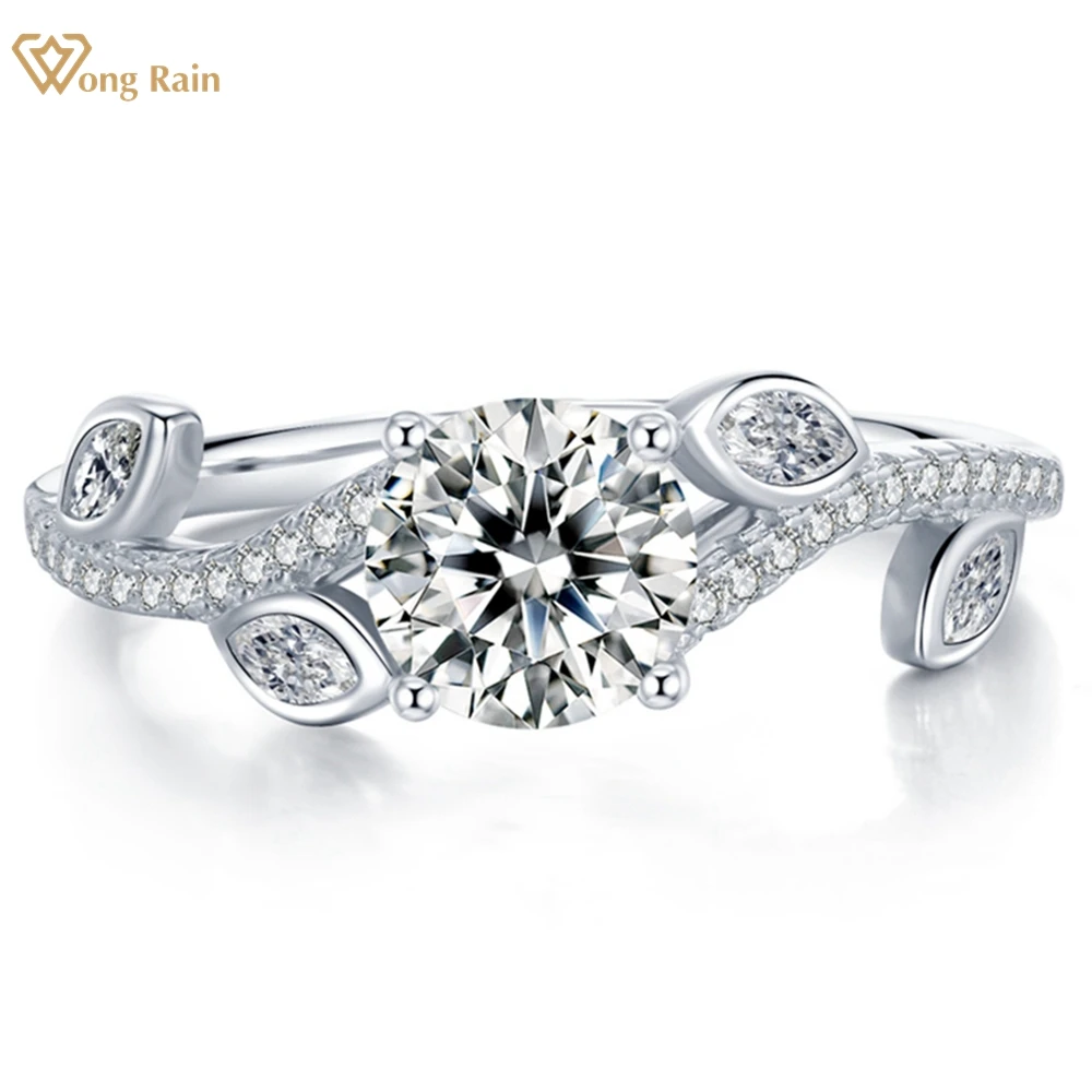 

Wong Rain Fashion, 100% Стерлинговое Серебро 925 пробы, 1CT, Круглый высокоуглеродный алмаз, драгоценный камень, для свадебной вечеринки, кольцо для женщ...