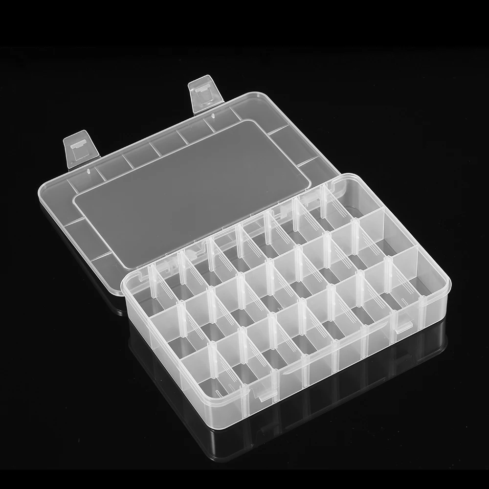 

Hot Sale DIY Best Organizer Storage Beads Box 24 Slot Plastic Jewelry Adjustable Tool Bins Jewelry Storage Boxes