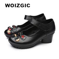 woizgic womens old mother ladies female shoes sandals cool summer beach cow genuine leather bow floral size 35 41 mld 9915