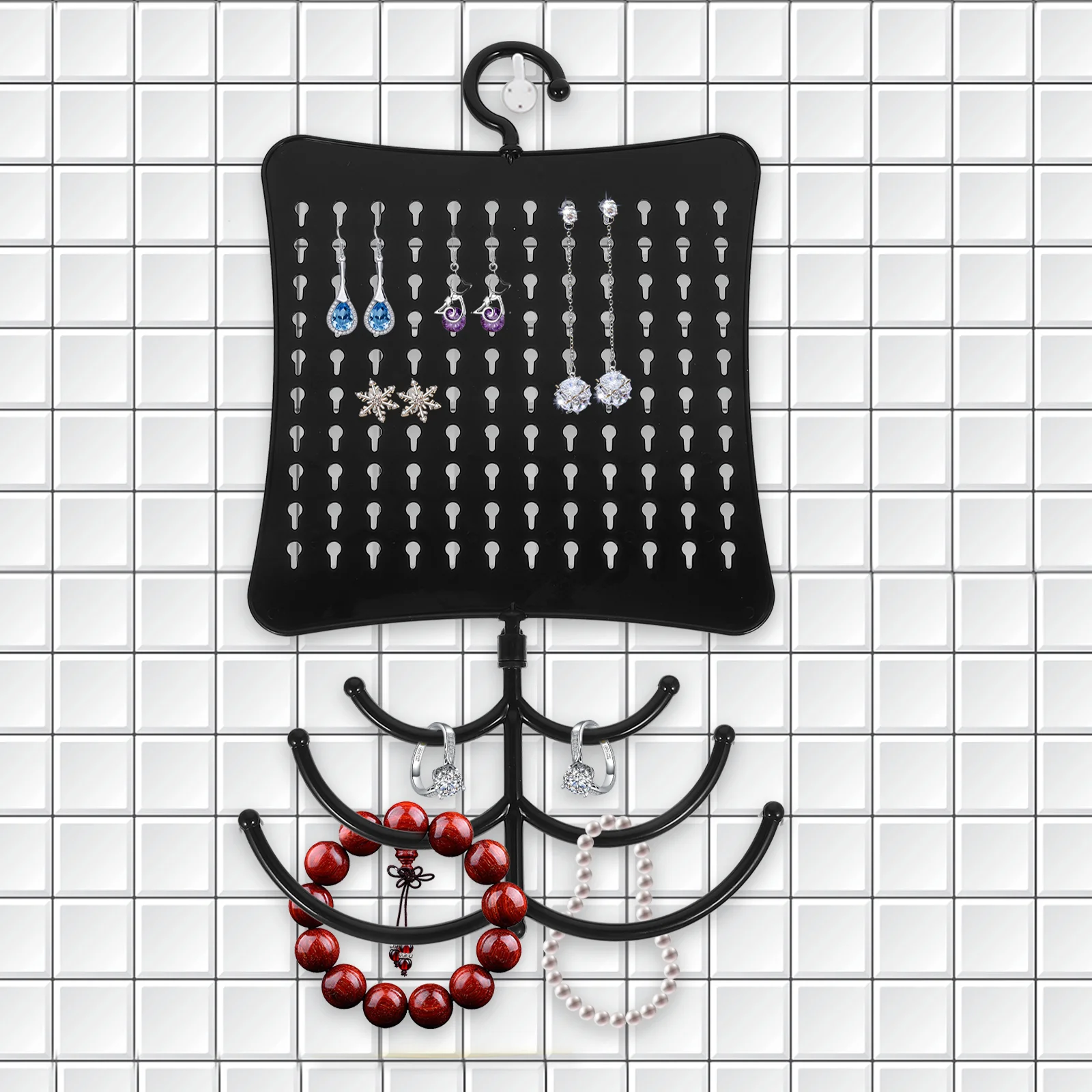 

2 Pcs Clothes Rack Holder Jewelry Adhesive Hanger Rack Dangling Earrings