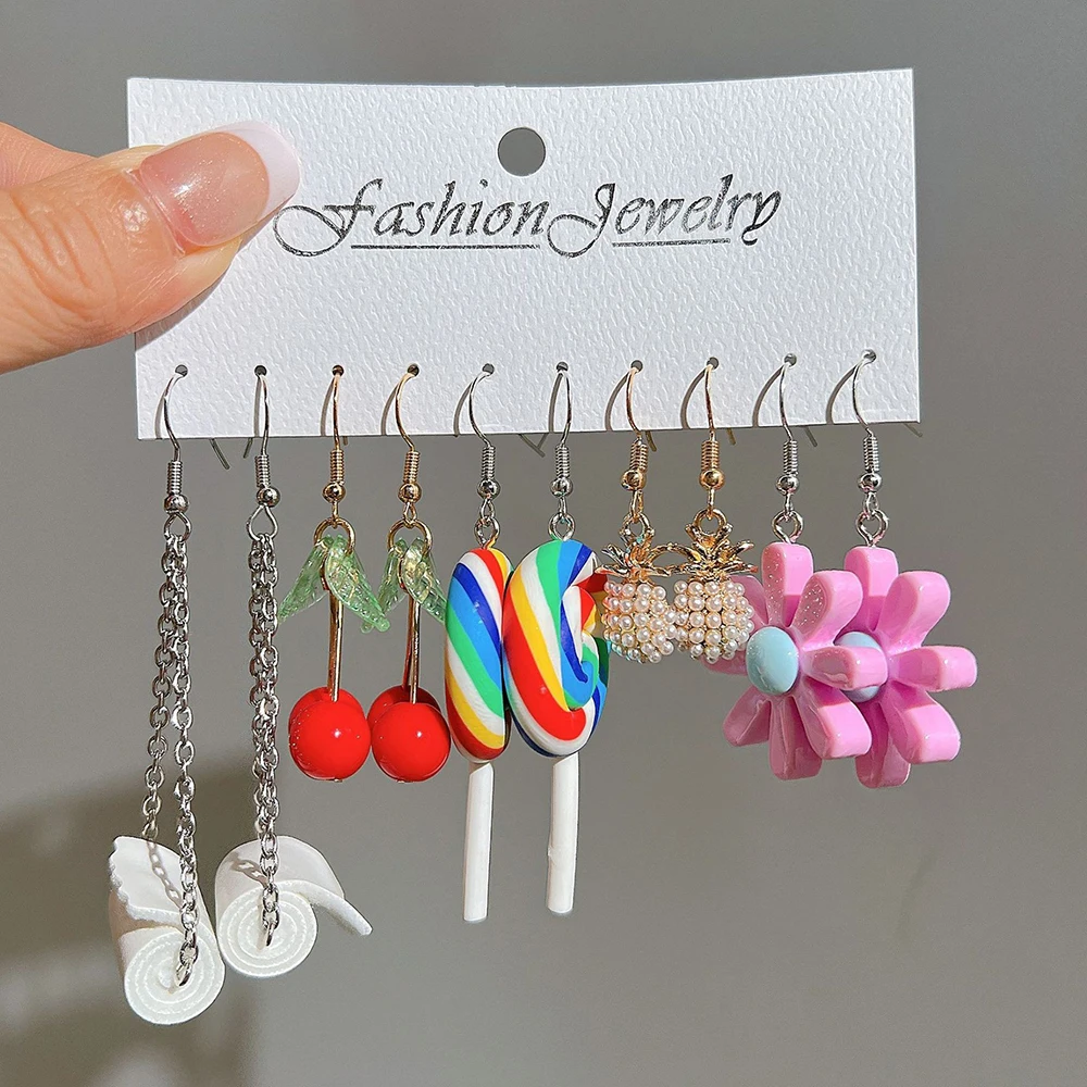 5 пар креативных милых сказочных висячих сережек в комплекте подвески виде
