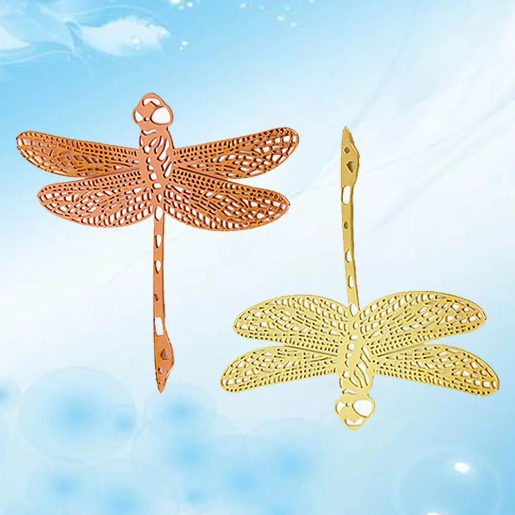 

2PCS Stainless Steel Dragonfly Shape Plating Brass Hollow Clip Golden