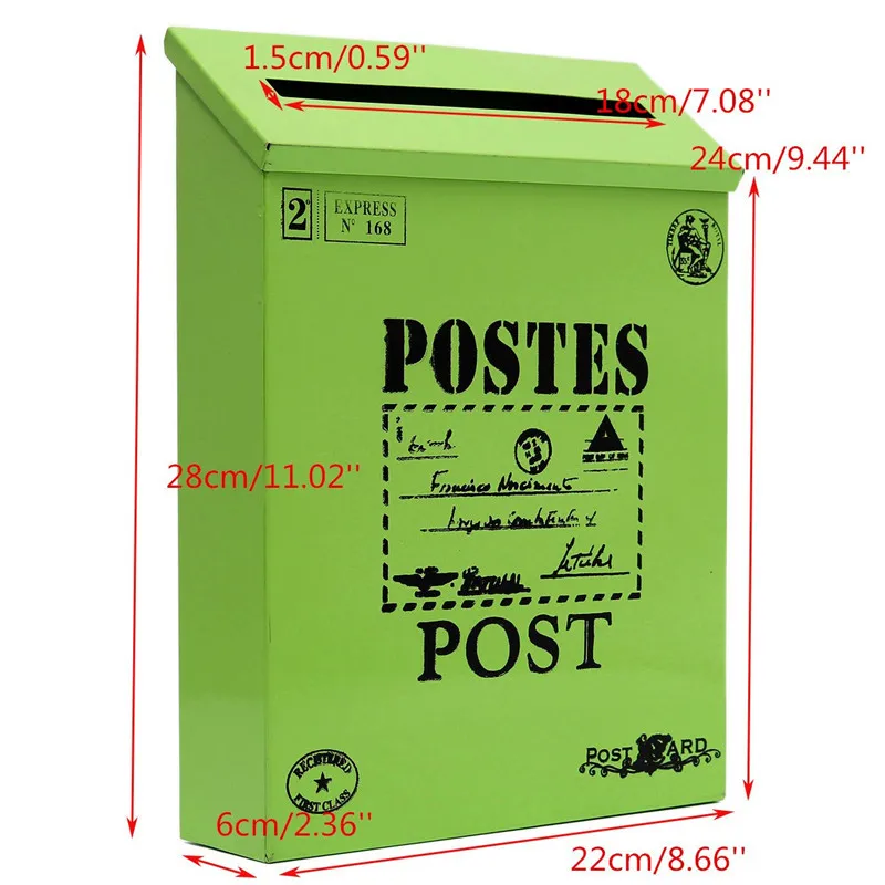 12-дюймовый винтажный ящик для письма с 2 запасными ключами Настенный навесной