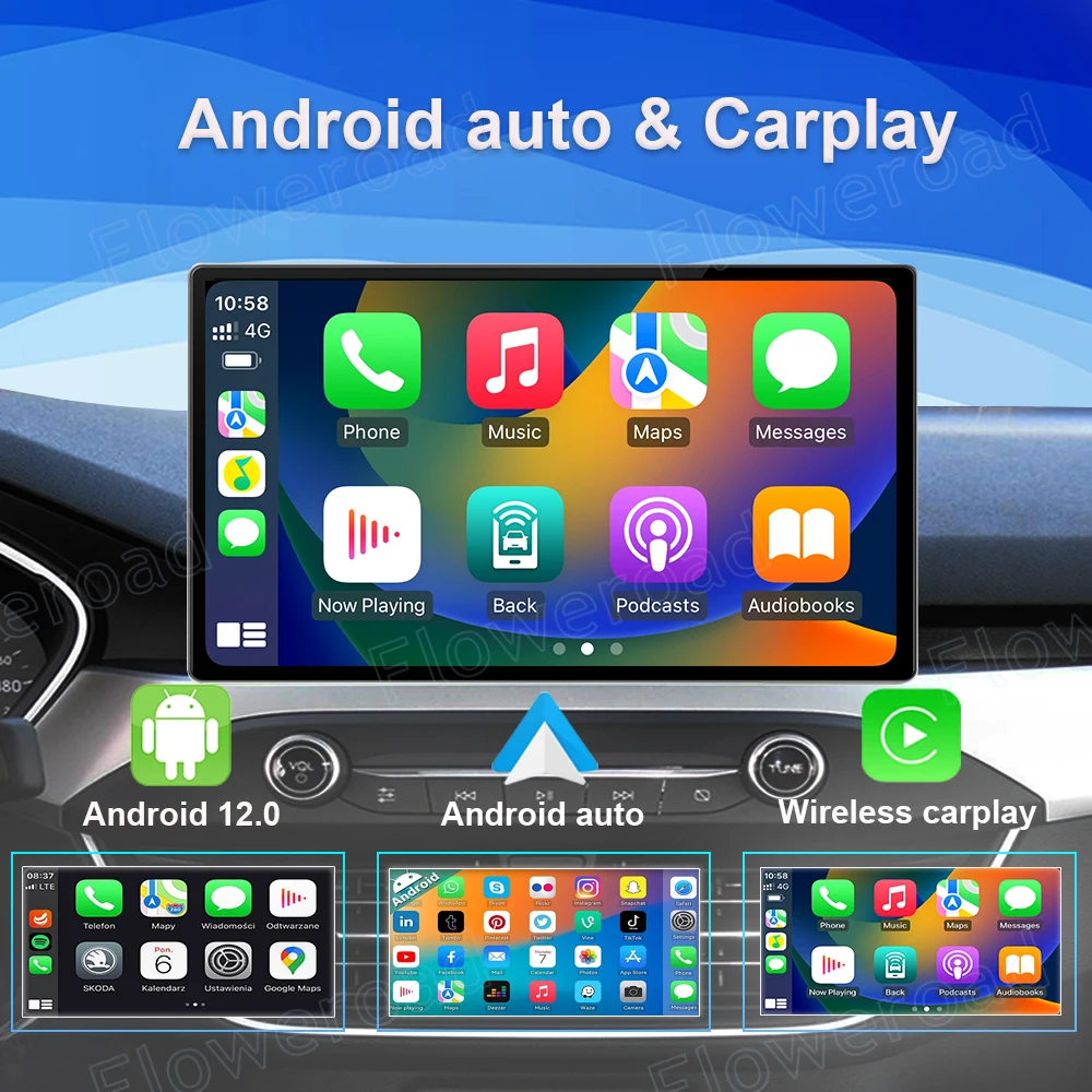 Android 13 беспроводной Carplay Авто 4G 8Core 256G Ford Figo 2015 2016 2017 2018 автомобильное радио
