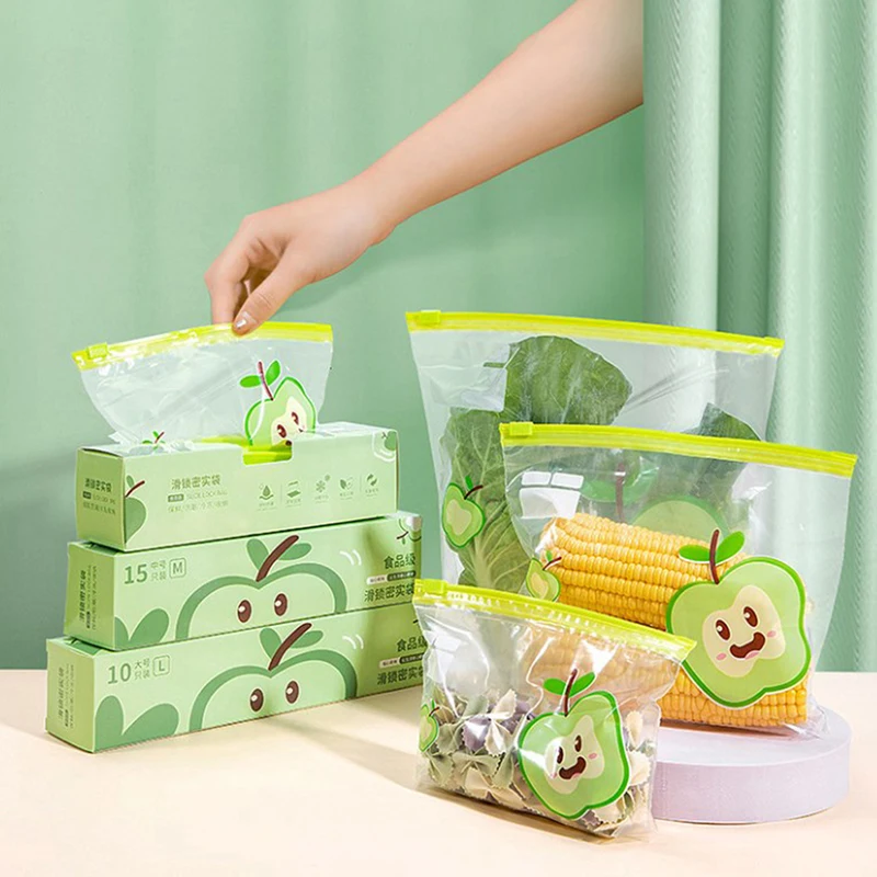 

15Pcs Reusable Zip Lock Bag Transparent Sealed Cooler Bags Fridge Food Preservation Bags