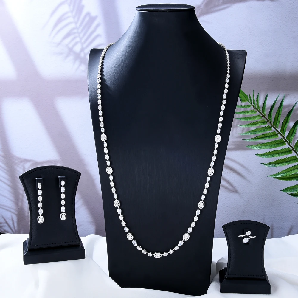 

GODKI New Trendy Sweater Long Necklace Earring Jewelry Sets For Women Wedding Party Zircon CZ African Dubai Bridal Jewelry 2022