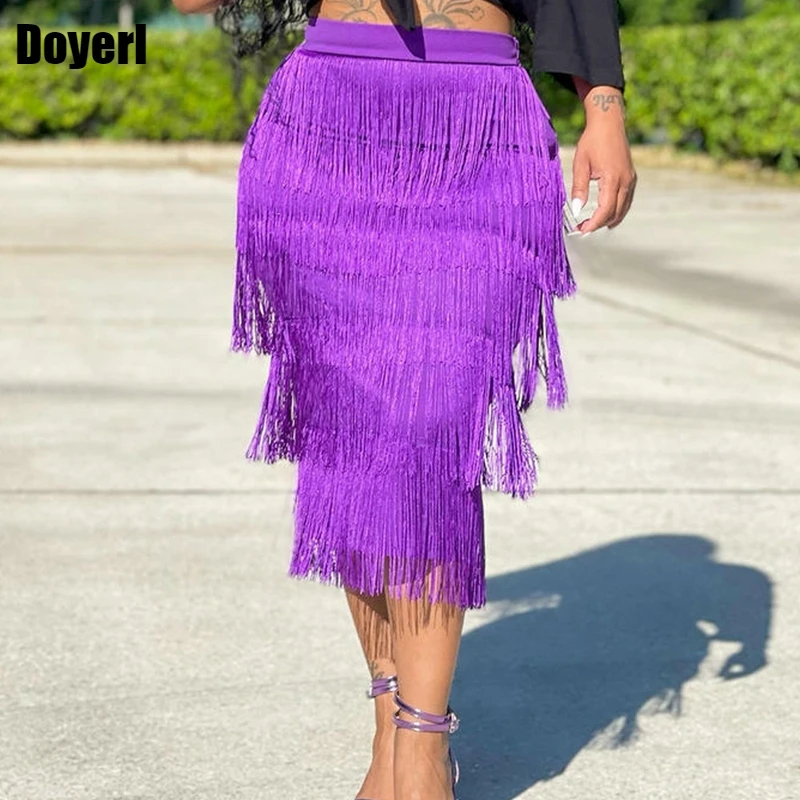 Женская облегающая юбка-карандаш с бахромой элегантная корейская мода