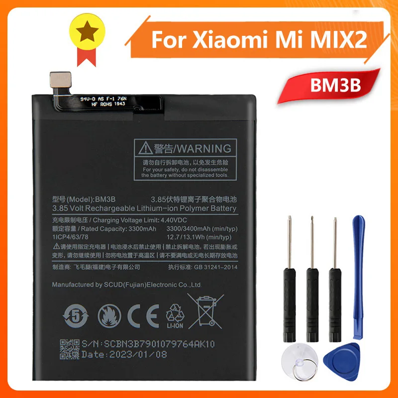

Mi BM3B Phone Battery For Xiao mi MIX2 MIX 2 BM3B 3400mAh Replacement Battery MIX 2S