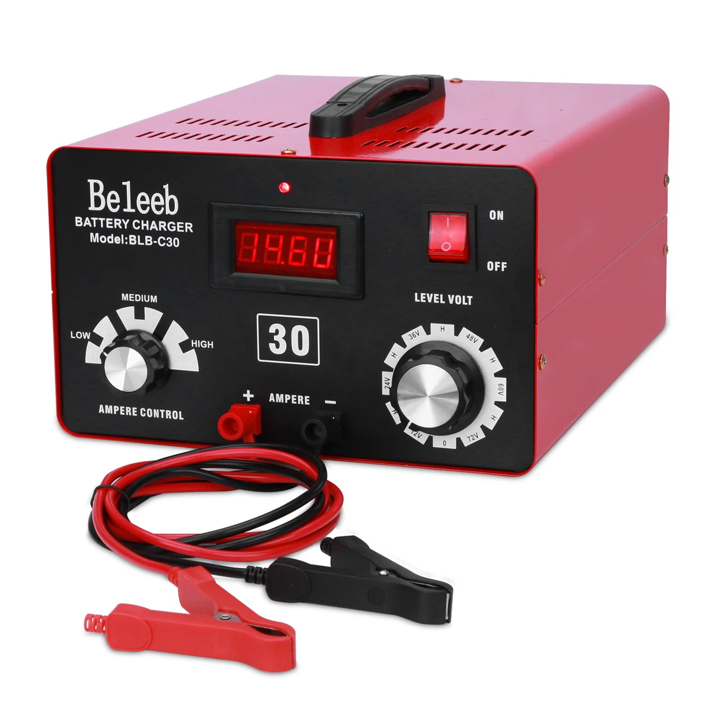 

Регулируемое зарядное устройство Beleeb, 12 В, 24 В, 36 В, 48 В, 60 в, 72 в, десульфатор для ремонта импульсов, кабельные зажимы, автомобильный