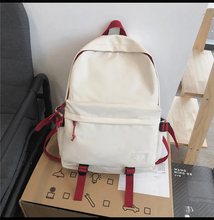 

6010 new Korean version of ulzzang high school student solid color bag ins campus backpack