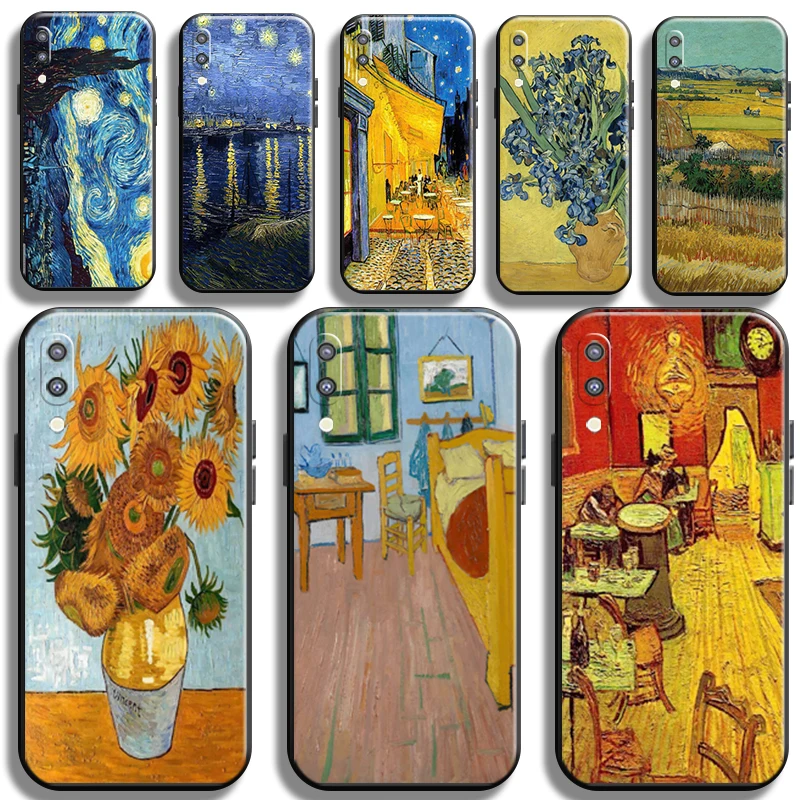 

Van Gogh Oil Painting Starry Sky Phone Case For Samsung Galaxy M10 Coque Soft Shell Cover Black TPU Liquid Silicon Carcasa