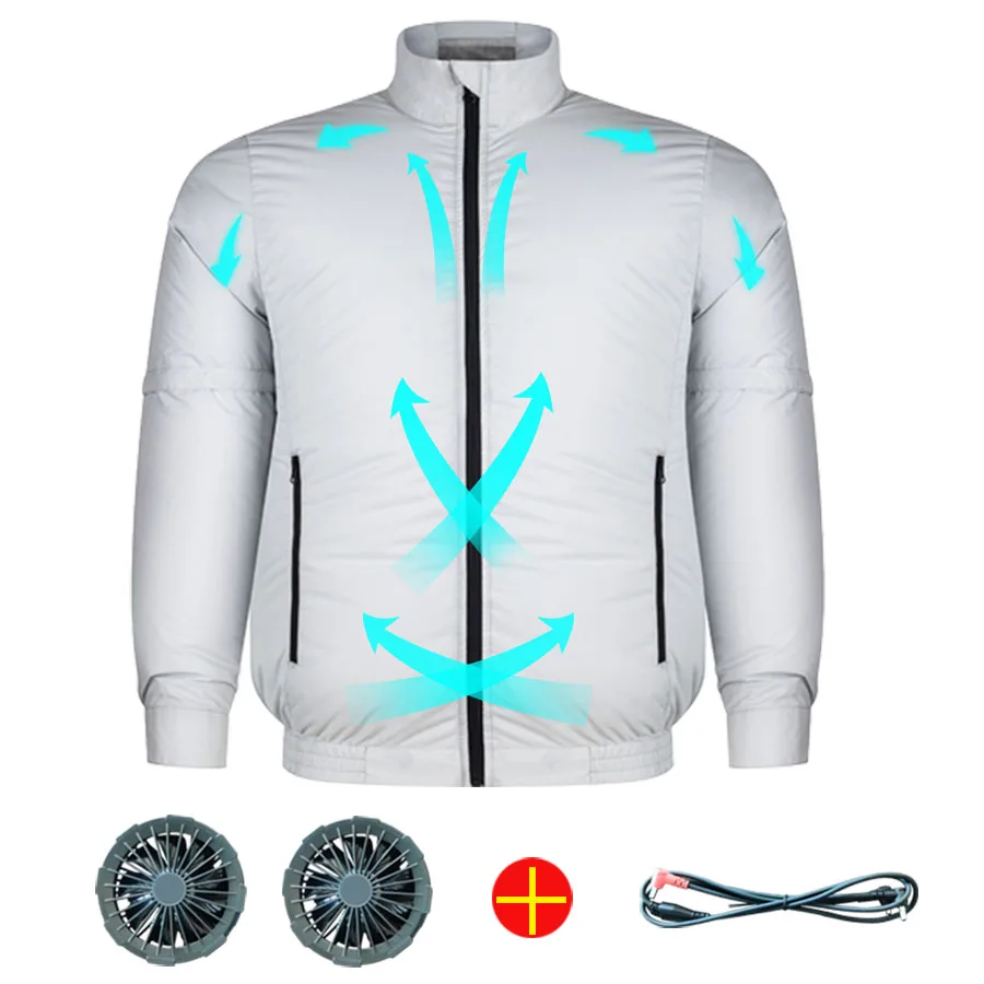 

2022 Summer casule Outdoor Cooling Fan Jacket Men USB Charging Air Conditioning Clothing Sun-Protcetive Construction Coat