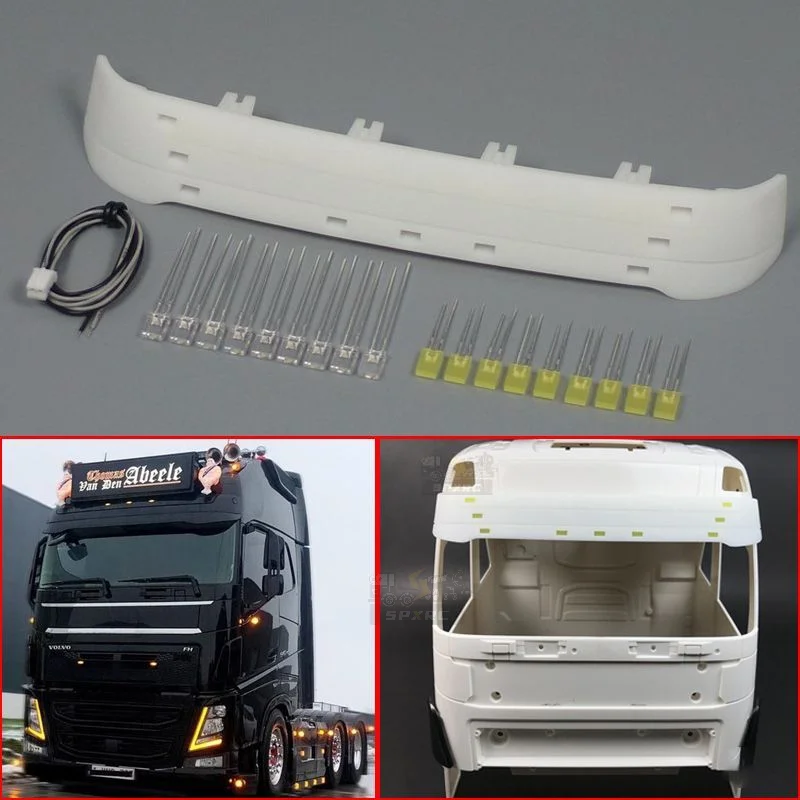 

Масштаб 1:14 искусственная модель солнцезащитного козырька украшение крыши для Tamiya RC грузовик самосвал VOLVO FH16 750 56360 автомобиль игрушка «сделай сам»