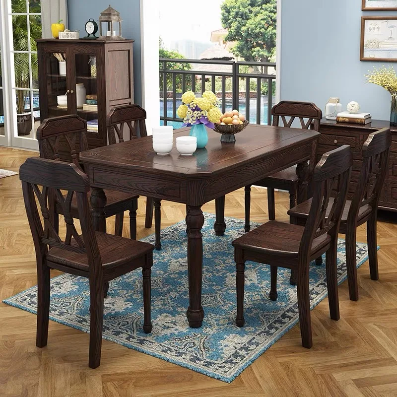 

Modern Simple Practical Residential Dining Table Nordic American Furniture With Chair Solid Wood Stable Table For Eatting