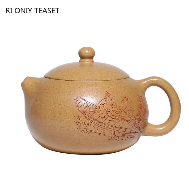 

120ml Chinese Yixing Purple Clay Teapots Famous Artists Handmade Xishi Tea Pot Raw Ore Section Mud Kettle High-end Zisha Tea Set