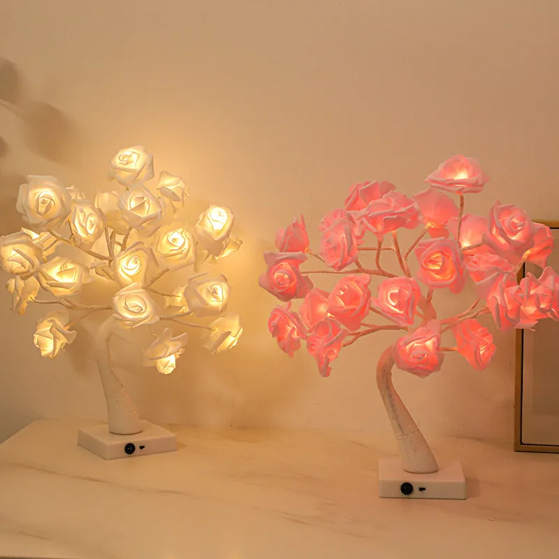 

LED Rose Light Night Lights Bonsai Branch Lamp USB Battery Powered Valentine's Day Wedding Christmas Bedroom Decoration